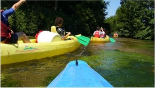  在阿夫雷河上划独木舟